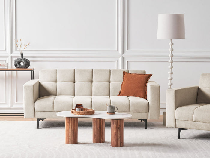 Beliani - ALNES - Slaapbank - Beige - Polyester