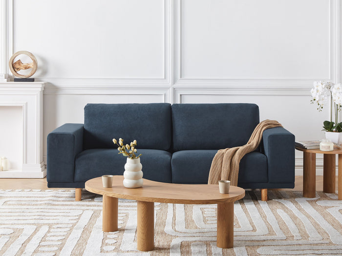 Beliani - NIVALA - Driezitsbank - Donkerblauw - Polyester