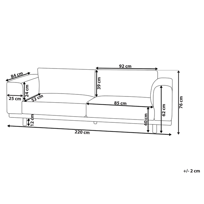 Beliani - NIVALA - Driezitsbank - Donkerblauw - Polyester