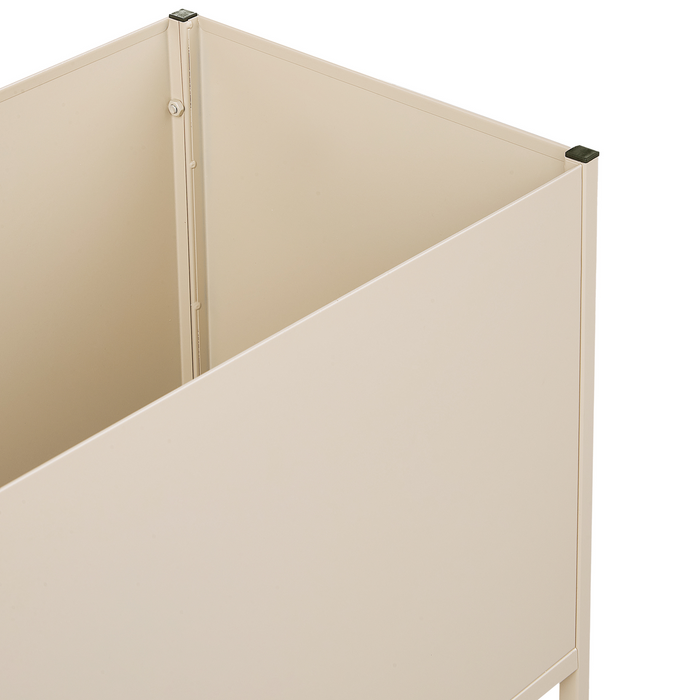Beliani-TAPIEN-Verhoogde plantenbak-Beige-70 x 30 x 100 cm-Metaal