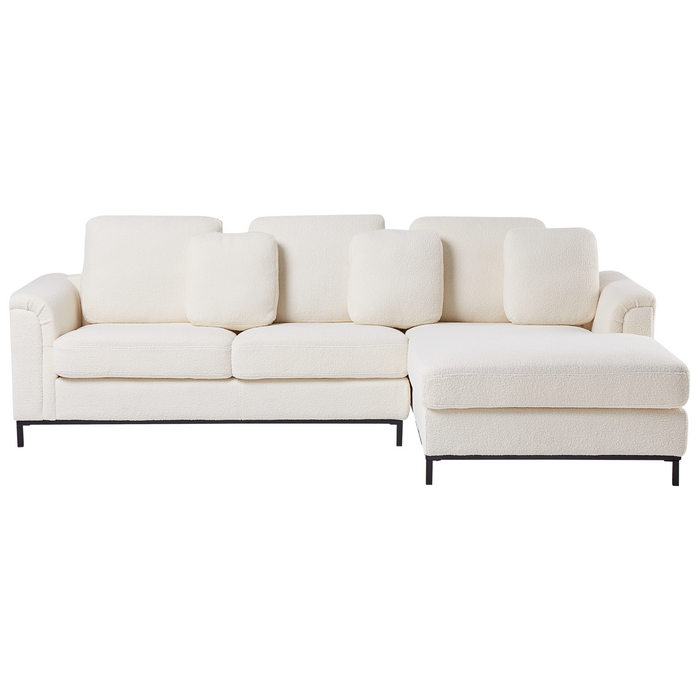 Beliani - OSLO - Hoekbank met ottomaan - Wit - Linkerzijde - Bouclé