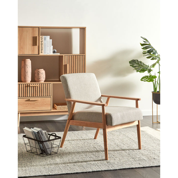 Beliani - ESRUM - Fauteuil - Grijs - Stof|Licht hout
