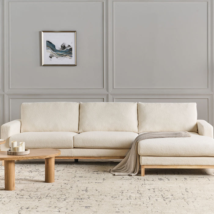 Beliani - SIGGARD - Hoekbank - Wit - Rechtszijdig - Bouclé