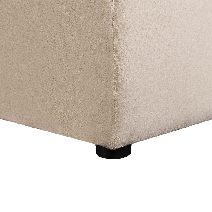Beliani-NOYERS-Bed met opbergruimte-Beige-160 x 200 cm-Fluweel