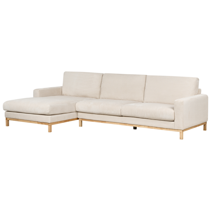 Beliani - SIGGARD II - Hoekbank - Lichtbeige - Rechtszijdig - Corduroy