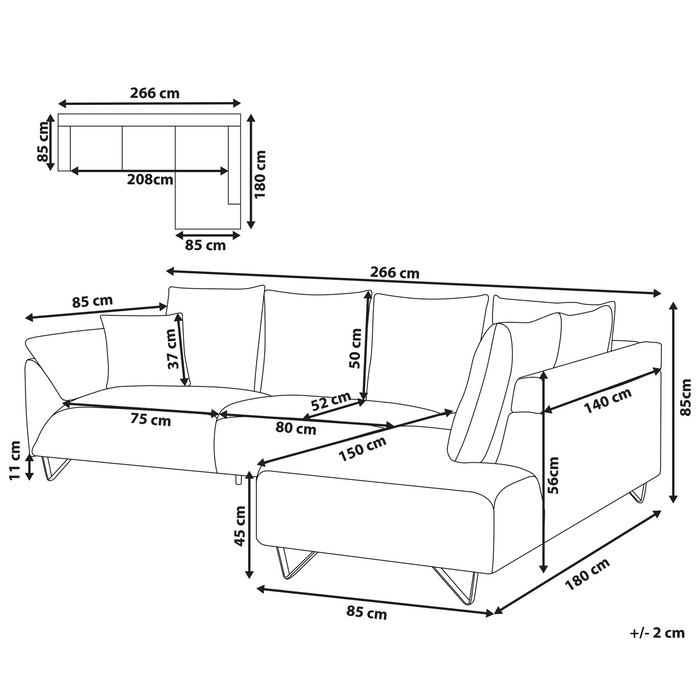 Beliani - LUNNER - Hoekbank - Lichtbeige - Linkszijdig - Corduroy