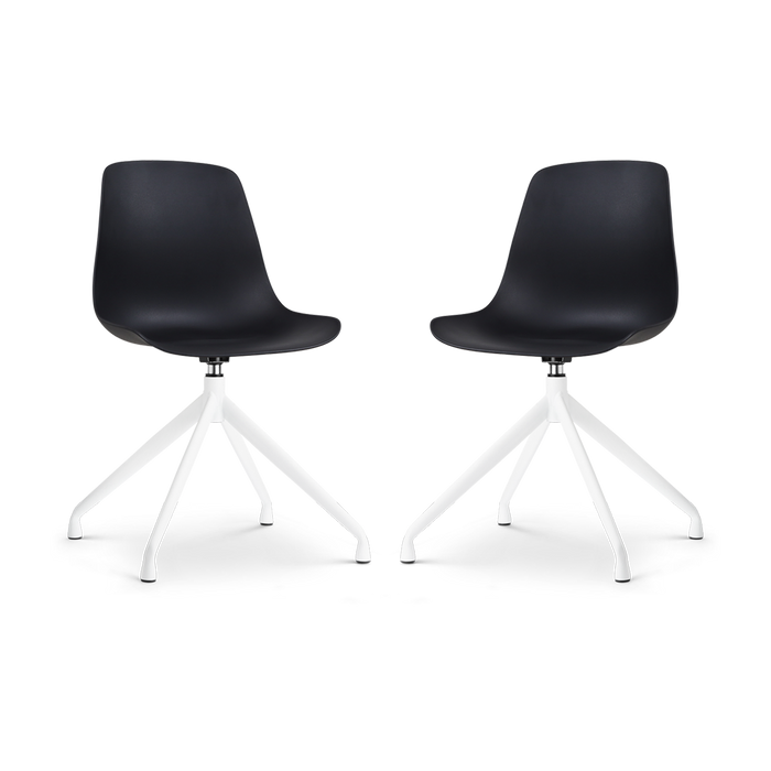 Nolon Nola-Pip Draaibare Eetkamerstoelen Zwart - Wit Onderstel - 2x