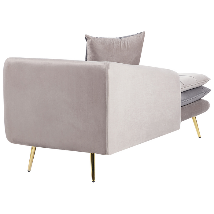 Beliani - GONESSE - Chaise longue - Taupe - Rechtszijdig - Fluweel