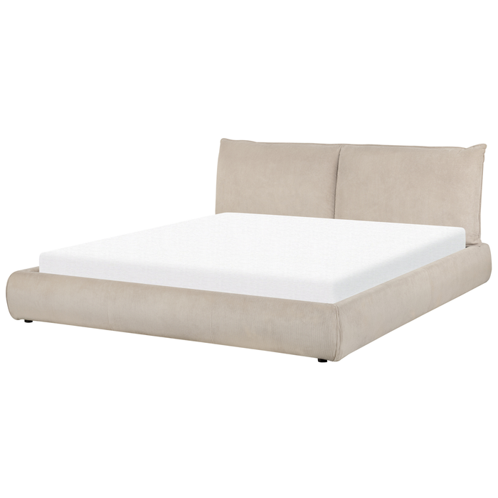 Beliani - VINAY - Tweepersoonsbed - Taupe - 180 x 200 cm - Corduroy
