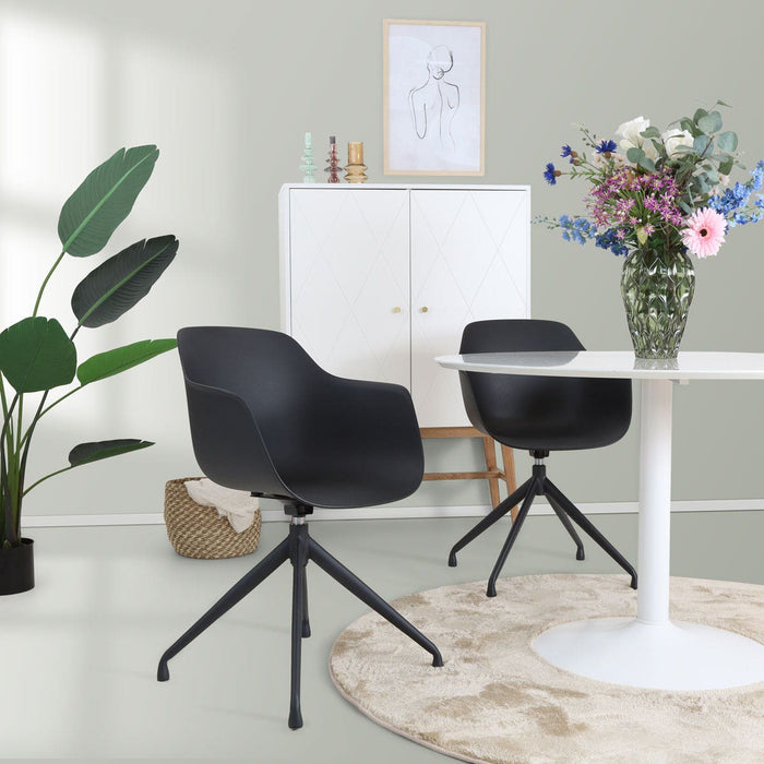 Nolon Nola-Puk Draaibare Eetkamerstoelen Zwart - Zwart Onderstel - 2x