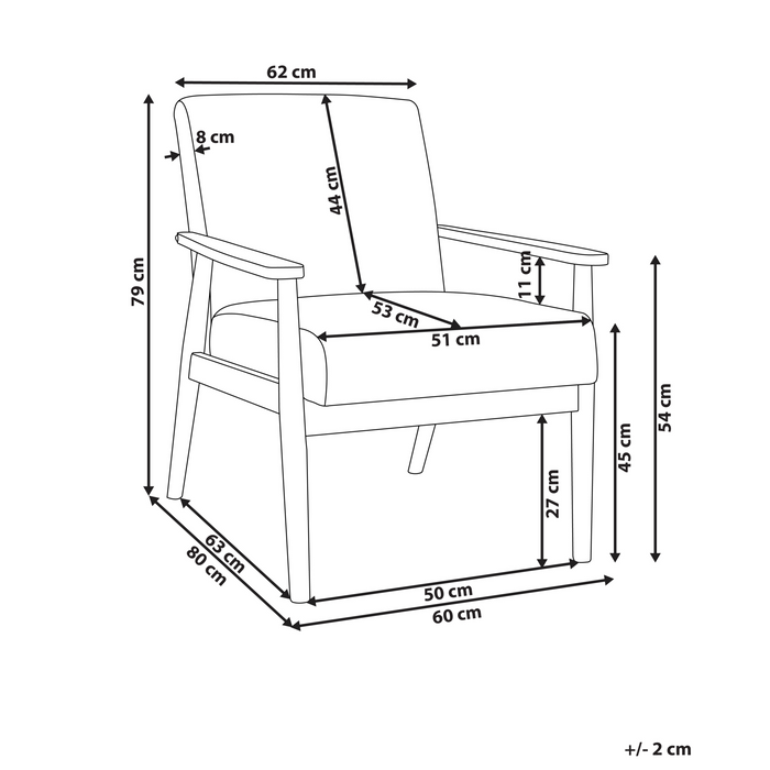 Beliani - ESRUM - Fauteuil - Grijs - Stof|Licht hout