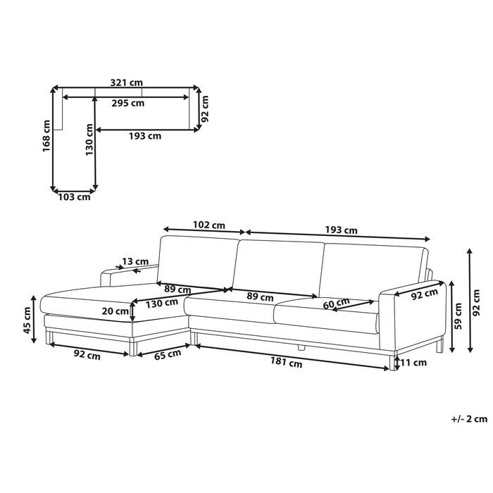Beliani - SIGGARD - Hoekbank - Taupe - Rechtszijdig - Polyester