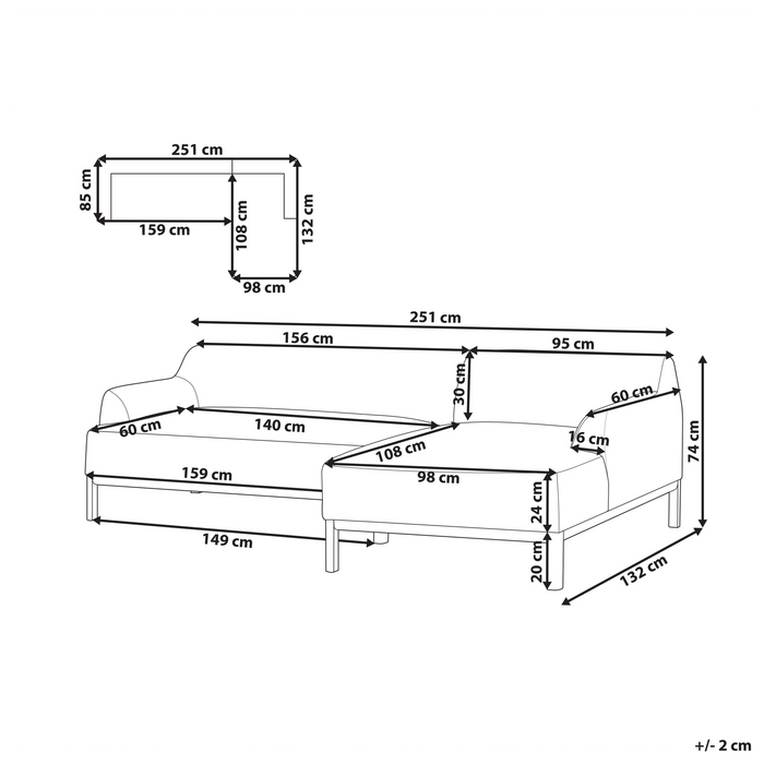 Beliani - SOSJO - Hoekbank - Zwart - Linkszijdig - Polyester
