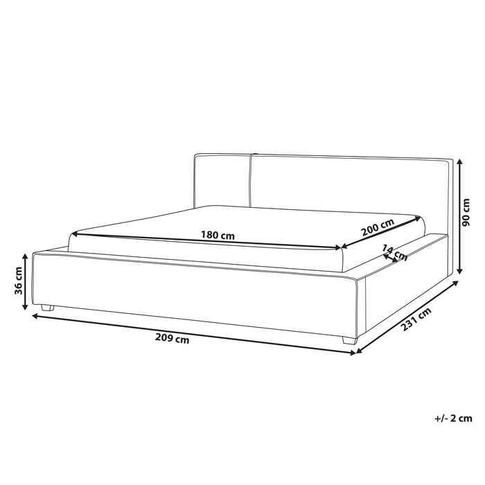 Beliani-MIRANDE-Tweepersoonsbed-Gebroken wit-180 x 200 cm-Bouclé