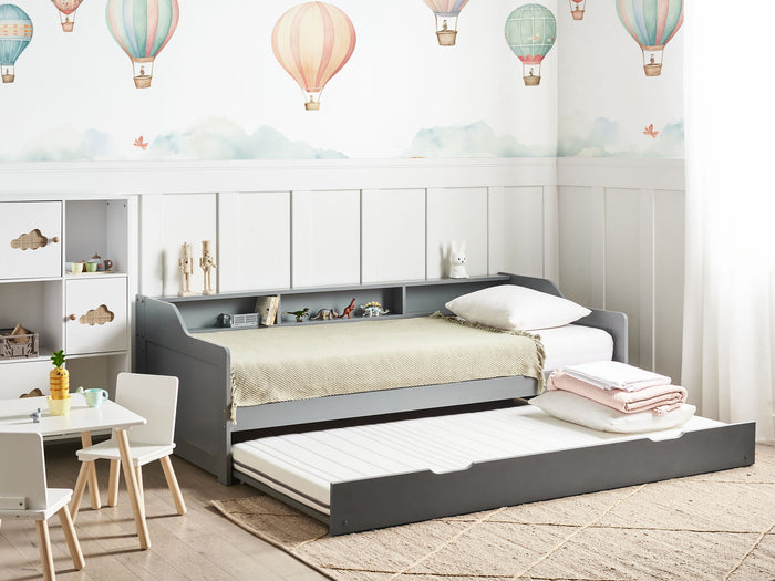 Beliani - EDERN - Onderschuifbed - Grijs - 90 x 200 cm - Hout