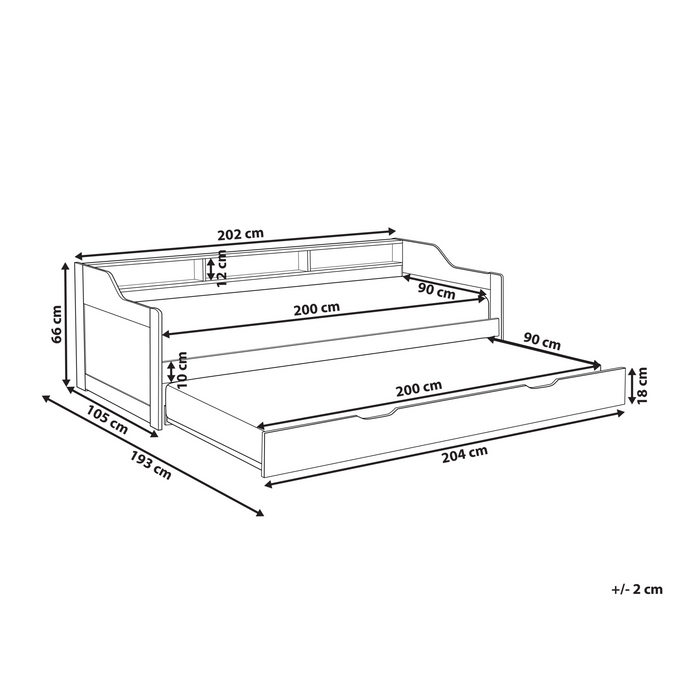 Beliani - EDERN - Onderschuifbed - Grijs - 90 x 200 cm - Hout