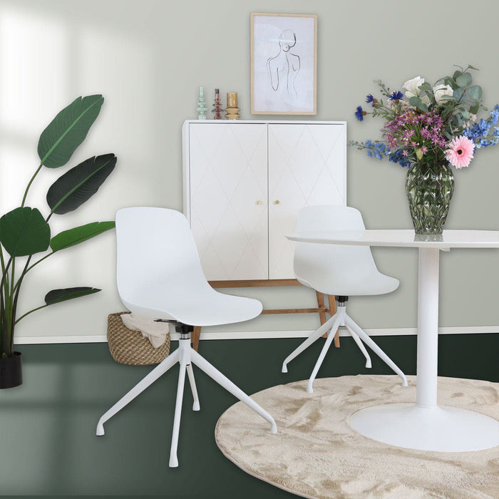 Nolon Nola-Pip Draaibare Eetkamerstoelen Wit - Wit Onderstel - 2x