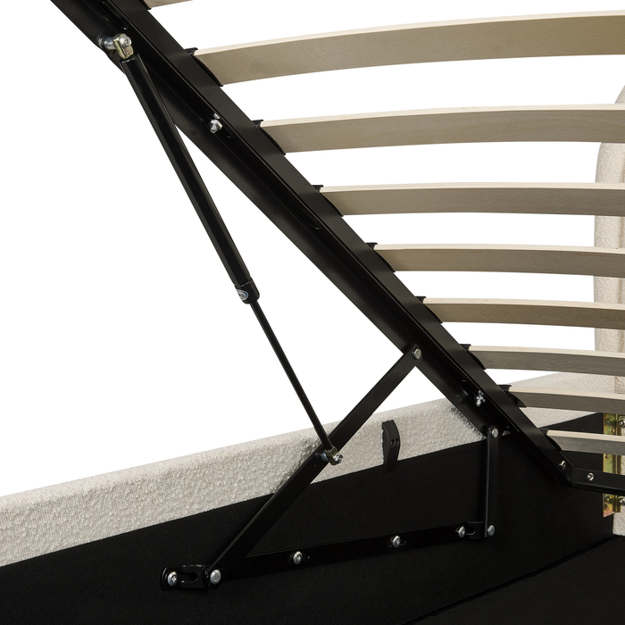 Beliani-QUILLIEN-Bed met opbergruimte-Lichtbeige-180 x 200 cm-Bouclé