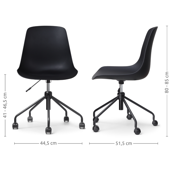 Nolon Nout-Pip Bureaustoelen Set van 2 - Zwart - Zwart Onderstel
