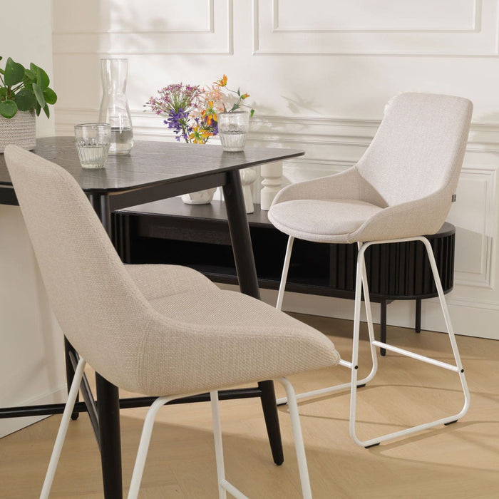 Nolon Nino-Isa Barkrukken Set van 2 - Beige - Wit - 65 cm