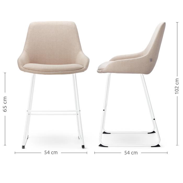 Nolon Nino-Isa Barkrukken Set van 2 - Beige - Wit - 65 cm