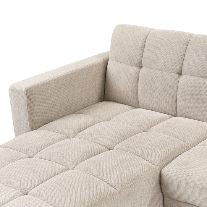 Beliani - ALNES - Hoekbank - Beige - Rechtszijdig - Polyester