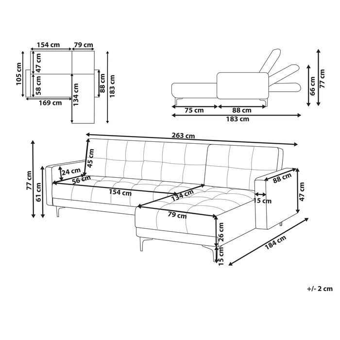 Beliani - ALNES - Hoekbank - Beige - Linkszijdig - Polyester