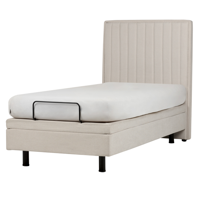 Beliani-DUKE II-Bed verstelbaar-Lichtbeige-90 x 200 cm-Polyester