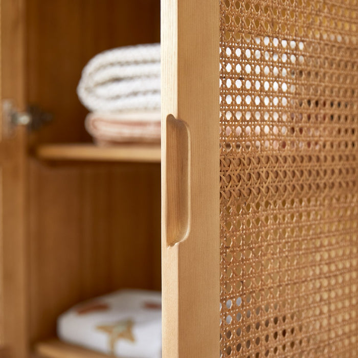 Tikamoon - Luis - Kast van massief iepenhout en rotan vlechtwerk