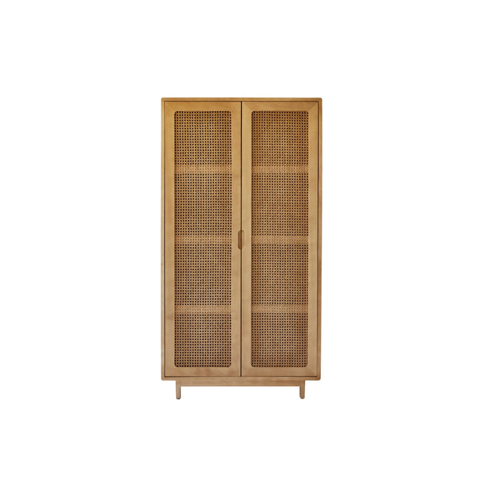 Tikamoon - Luis - Kast van massief iepenhout en rotan vlechtwerk