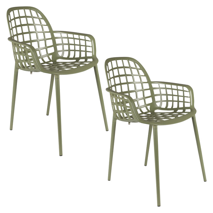 Zuiver Albert Kuip Tuinstoelen met armleuning Groen - Set van 2