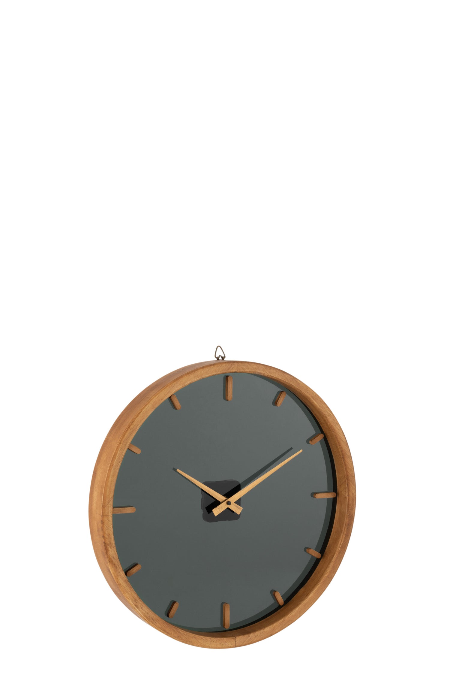 J-Line klok Rond - hout|glas - bruin|zwart - Ø 40 cm
