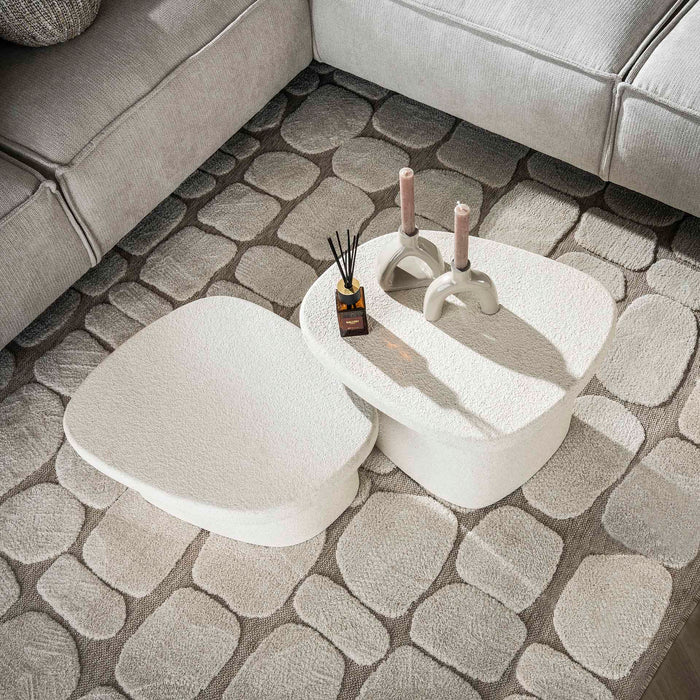 Giga Meubel - Salontafel Beige Set van 2 - 57x44x40cm - Composiet