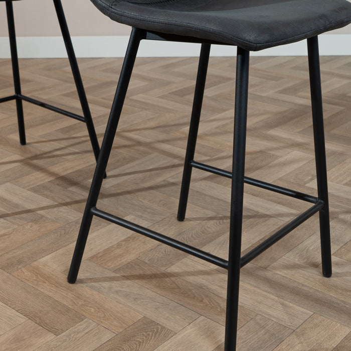 Bronx71 Industriële barkruk Mikky zwart|antraciet eco-leer 65-78 cm