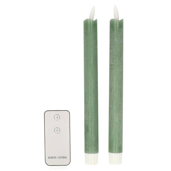 Anna's Collection LED dinerkaarsen - 2x - jade groen - 23 cm