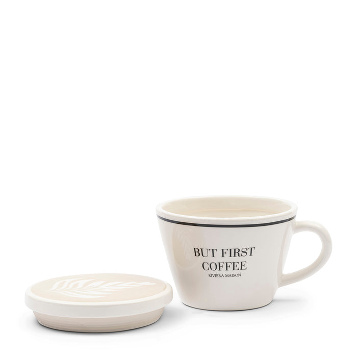 Riviera Maison Voorraadpot wit, Opbergpot - But First - Porselein