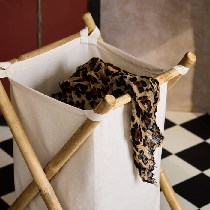 sweeek - Opvouwbare wasmand van bamboe en stof