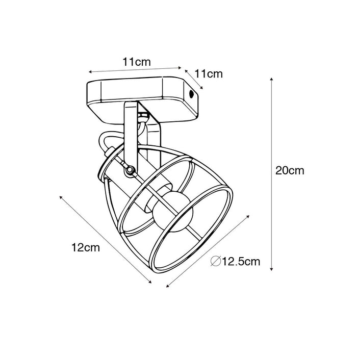 QAZQA Industriële spot donkergrijs met hout verstelbaar - Arthur
