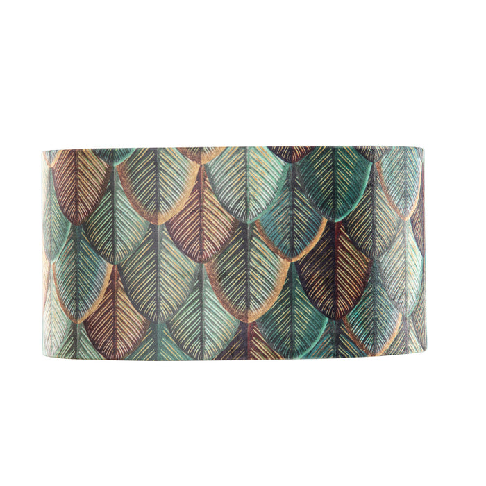 QAZQA Velours lampenkap blad dessin met gouden binnenkant ovaal