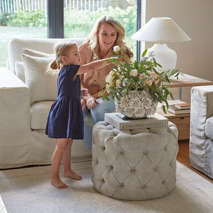 Riviera Maison Vaas Wit - Rose - Aardewerk (ØxH) 30x20