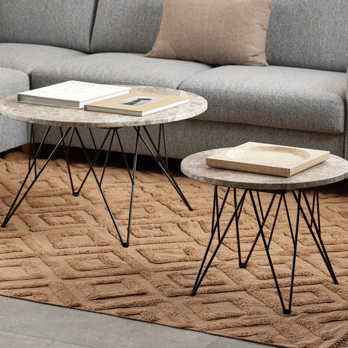 by fonQ Webby Bijzettafel Ø 55 cm - Grijs / Zwart