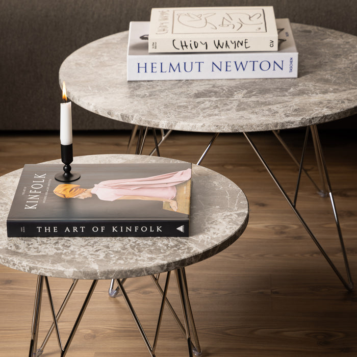 by fonQ Webby Bijzettafel Ø 55 cm - Grijs / Chroom