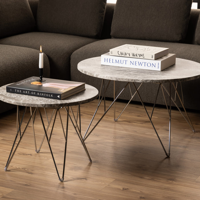 by fonQ Webby Bijzettafel Ø 55 cm - Grijs / Chroom