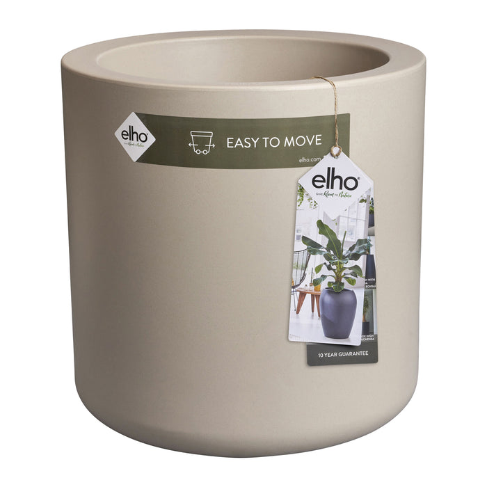 Elho Pure Cilinder Wheels 40 - Beige - L 40 x B x H 40 cm - Balkon, Binnen en Buiten - 100% gerecycled