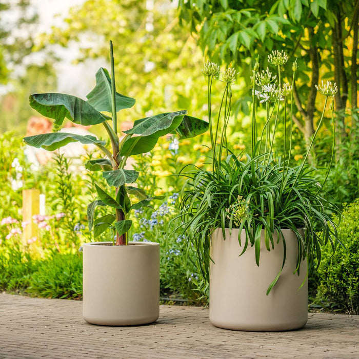 Elho Pure Cilinder Wheels 40 - Beige - L 40 x B x H 40 cm - Balkon, Binnen en Buiten - 100% gerecycled