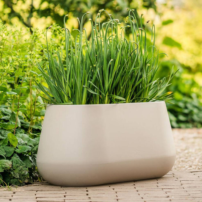 Elho Pure Cone Long Wheels 75 - Beige - L 74 x B x H 36 cm - Binnen en Buiten - 100% gerecycled