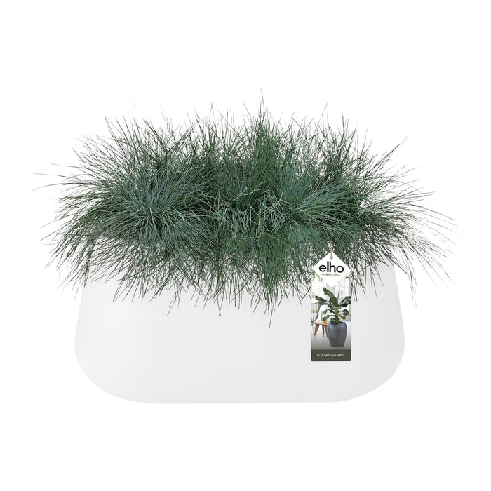 Elho Pure Cone Long Wheels 75 - Wit - L 74 x B x H 36 cm - Binnen en Buiten - 100% gerecycled