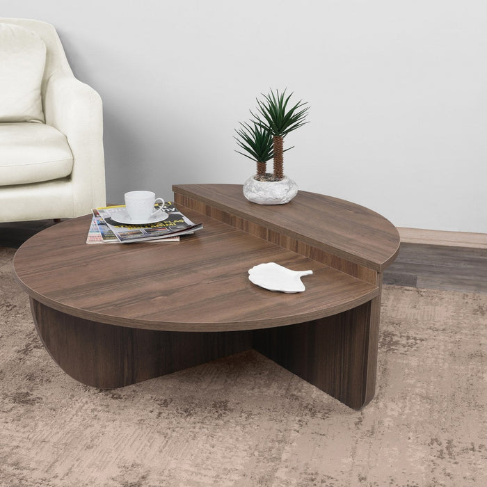 Giga Meubel - Salontafel Walnoot Hout - 90x90x35cm - Podium