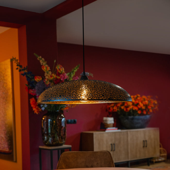 QAZQA Oosterse hanglamp zwart met goud 60 cm - Japke