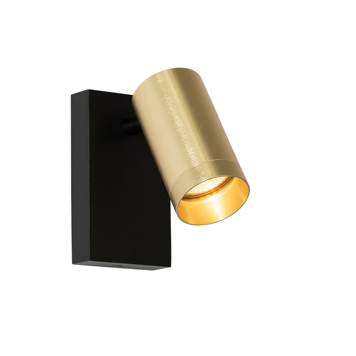 QAZQA Wandlamp zwart met goud verstelbaar met schakelaar - Jeana Luxe